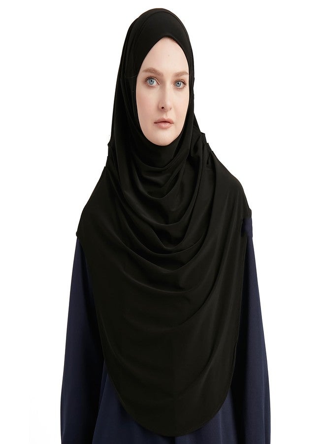 Modefa Instant Hijab | Turkish Islamic Practical Easy Simple Ready Headscarf for Prayer | Premium One Piece Lycra Long Hijab (Black) - Image 2